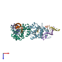 PDB entry 5f0s coloured by chain, top view.