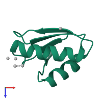 PDB entry 5f0u coloured by chain, top view.