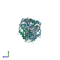 PDB entry 5f0x coloured by chain, side view.