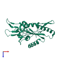 PDB entry 5f18 coloured by chain, top view.