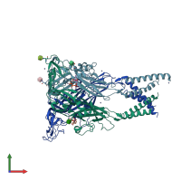 PDB entry 5f1c coloured by chain, front view.