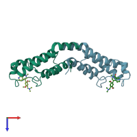PDB entry 5f1h coloured by chain, top view.