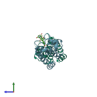 PDB entry 5f1l coloured by chain, side view.