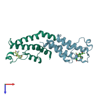 PDB entry 5f1l coloured by chain, top view.