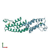 PDB entry 5f25 coloured by chain, front view.