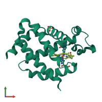 PDB entry 5f2a coloured by chain, front view.