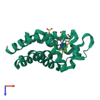 PDB entry 5f2a coloured by chain, top view.