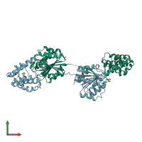 PDB entry 5f2h coloured by chain, front view.