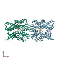 PDB entry 5f2r coloured by chain, front view.