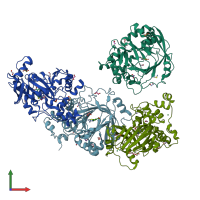 PDB entry 5f2s coloured by chain, front view.