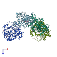 PDB entry 5f2s coloured by chain, top view.