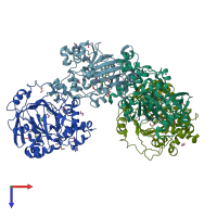 PDB entry 5f2w coloured by chain, top view.
