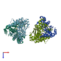 PDB entry 5f2z coloured by chain, top view.