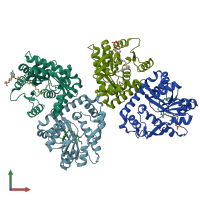 PDB entry 5f34 coloured by chain, front view.