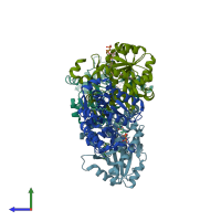 PDB entry 5f34 coloured by chain, side view.