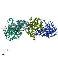 PDB entry 5f34 coloured by chain, top view.