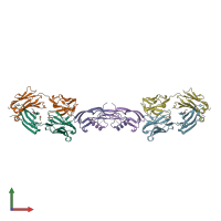 PDB entry 5f3b coloured by chain, front view.