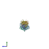 PDB entry 5f3b coloured by chain, side view.