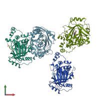 PDB entry 5f3g coloured by chain, front view.