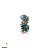 PDB entry 5f3h coloured by chain, side view.