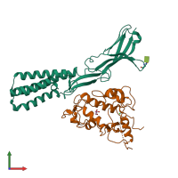 PDB entry 5f4e coloured by chain, front view.