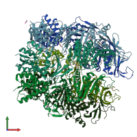 PDB entry 5f4h coloured by chain, front view.