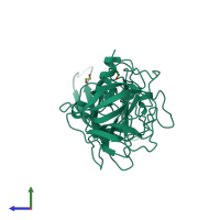 PDB entry 5f4j coloured by chain, side view.
