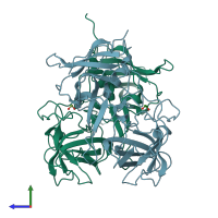 PDB entry 5f4m coloured by chain, side view.