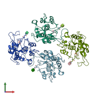PDB entry 5f4q coloured by chain, front view.