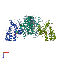 PDB entry 5f4q coloured by chain, top view.