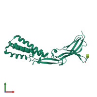 PDB entry 5f4t coloured by chain, front view.