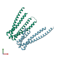PDB entry 5f4y coloured by chain, front view.