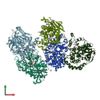 PDB entry 5f4z coloured by chain, front view.