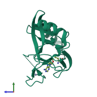 PDB entry 5f59 coloured by chain, side view.