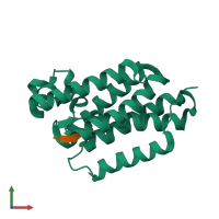 PDB entry 5f5b coloured by chain, front view.