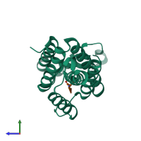 PDB entry 5f5b coloured by chain, side view.