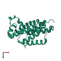PDB entry 5f5d coloured by chain, top view.
