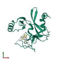 PDB entry 5f5e coloured by chain, front view.