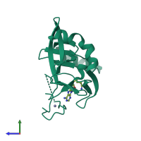 PDB entry 5f5e coloured by chain, side view.