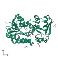 PDB entry 5f5l coloured by chain, front view.