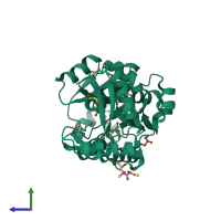 PDB entry 5f5l coloured by chain, side view.