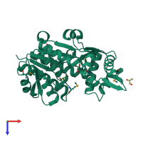 PDB entry 5f5l coloured by chain, top view.