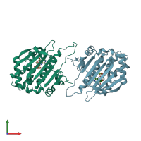 PDB entry 5f5r coloured by chain, front view.