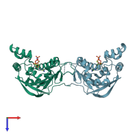 PDB entry 5f5r coloured by chain, top view.