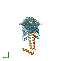 PDB entry 5f5t coloured by chain, side view.