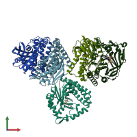 PDB entry 5f5w coloured by chain, front view.