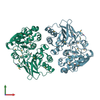 PDB entry 5f5x coloured by chain, front view.