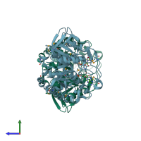 PDB entry 5f5x coloured by chain, side view.