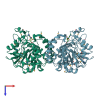 PDB entry 5f5x coloured by chain, top view.