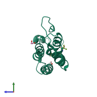 PDB entry 5f5z coloured by chain, side view.